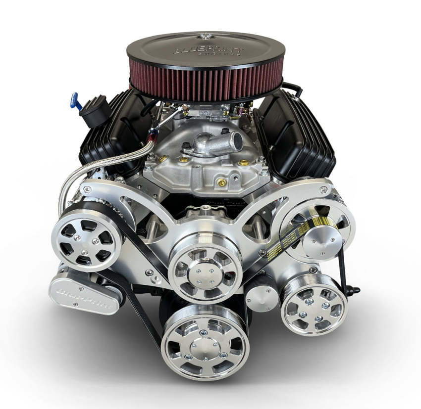 GM Small Block Compatible 400 c.i. Engine and 700R4 Automatic Transmission - 500 Horsepower - Standard Edition Builder Series - Polished Pulley Kit - Carbureted