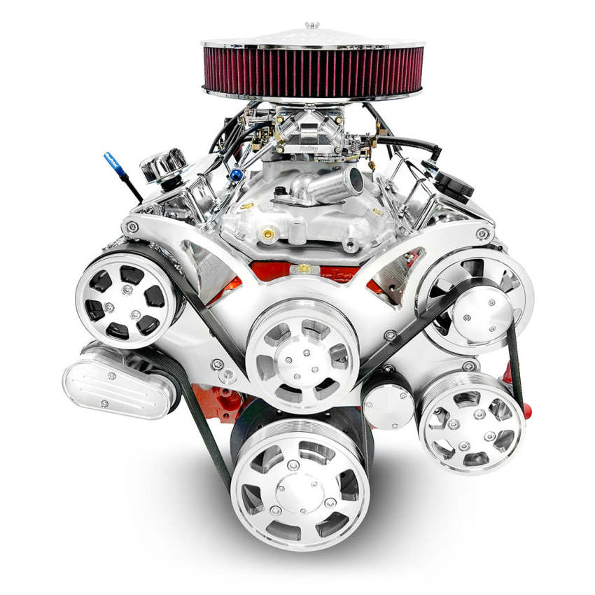 GM Small Block Compatible 427 c.i. Engine and TKX Manual Transmission - 540 Horsepower - Standard Edition Builder Series - Polished Pulley Kit - Carbureted