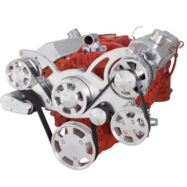 GM SB Compatible Front Accessory Drive - Full Serpentine with Alternator | Power Steering | Water Pump | Brackets and Bolts