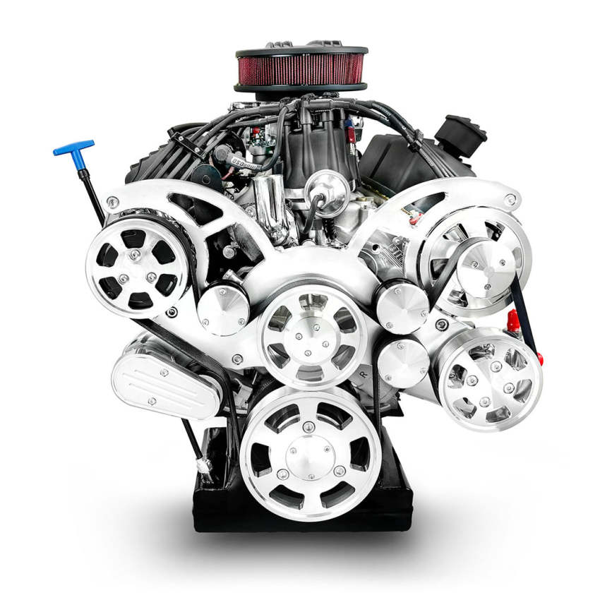Ford Small Block Compatible 347 c.i. Engine and 4R70W Automatic Transmission - 415 Horsepower - Standard Edition Builder Series - Polished Pulley Kit - Carbureted
