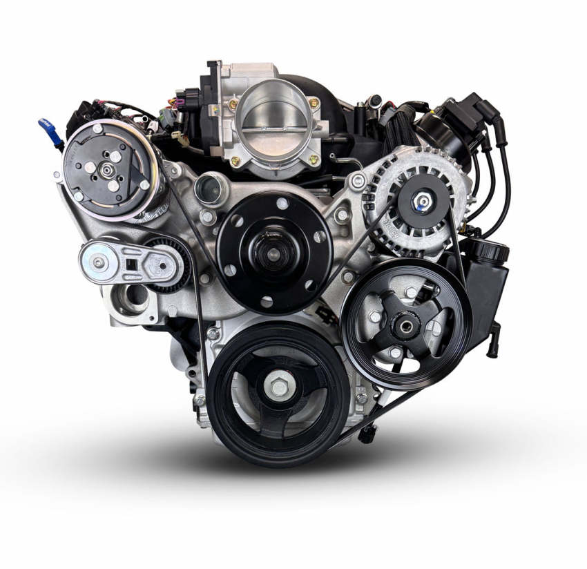 GM LS Compatible 376 c.i. Engine and TKX Manual Transmission - 530 Horsepower - Standard Edition Builder Series - Natural Pulley Kit - Holley Terminator X EFI System