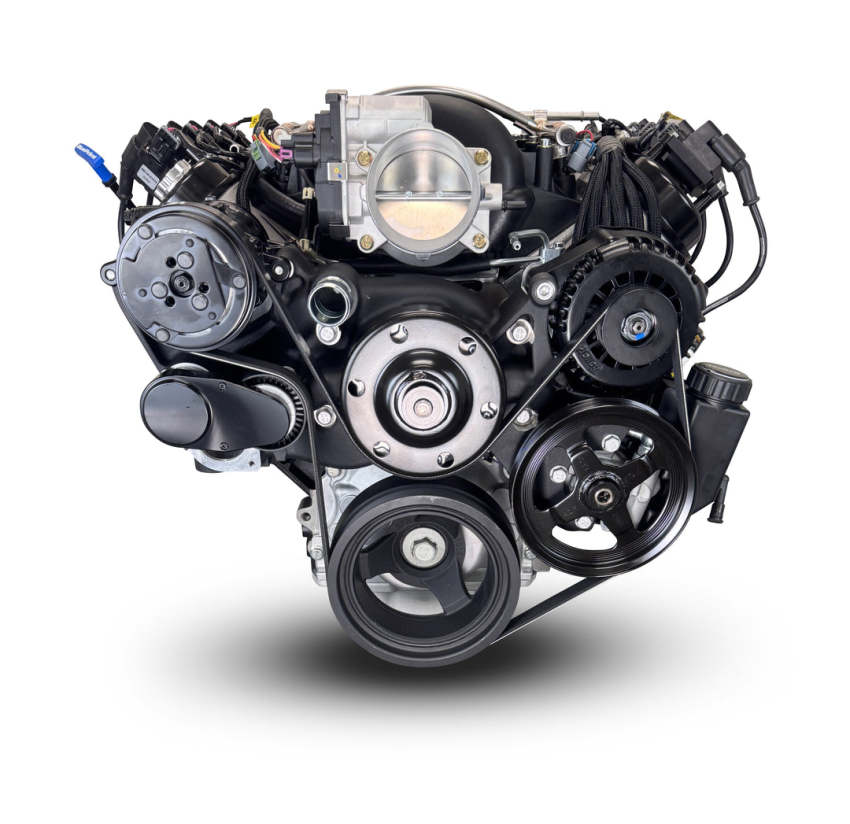 GM LS Compatible 376 c.i. Engine and 4L65/70E Automatic Transmission - 530 Horsepower - Standard Edition Builder Series - Black Pulley Kit - Holley Terminator X EFI System
