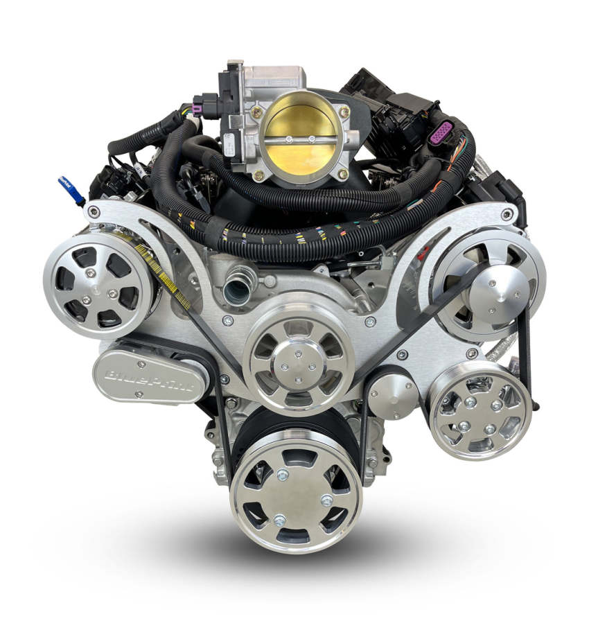 GM LS Compatible 427 c.i. Pro Series Engine - 600 Horsepower - Deluxe Dressed - Polished Pulley Kit - BluePrint Engines Calibrated ECU