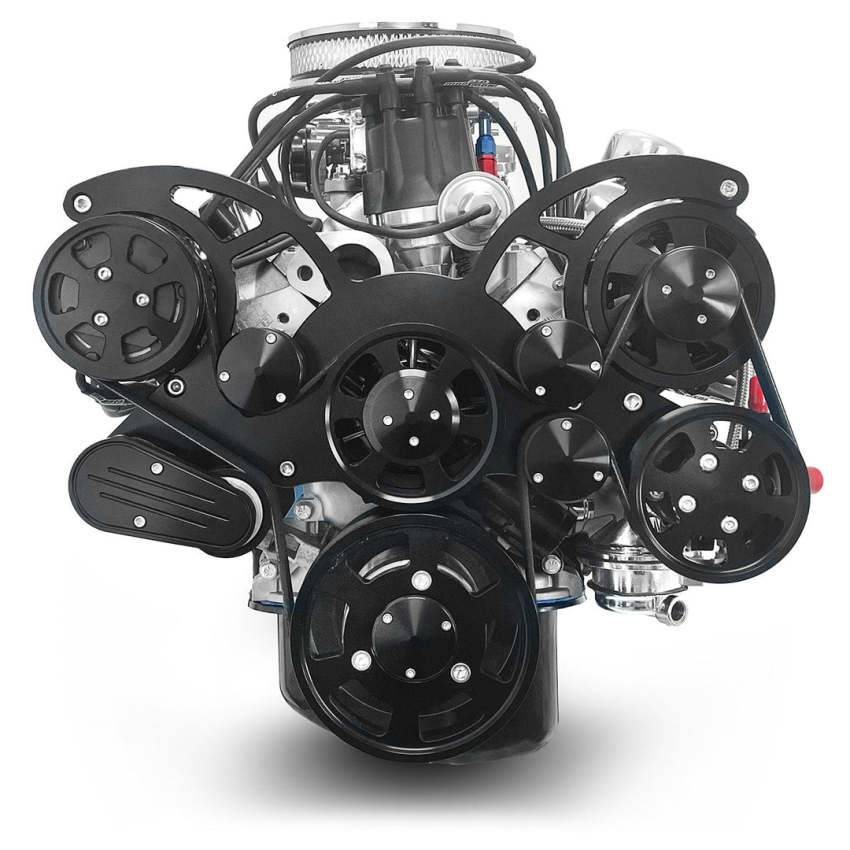 Ford Small Block Compatible 302 c.i. Engine - 361 Horsepower - Deluxe Dressed - Black Pulley Kit - Rear Sump - Carbureted