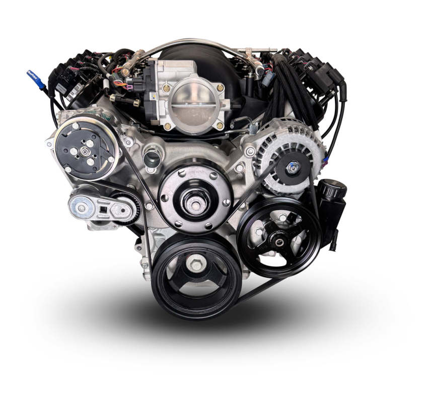 GM LS Compatible 427 c.i. Engine and 4L65/70E Automatic Transmission - 605 Horsepower - Standard Edition Builder Series - Natural Pulley Kit - Holley Terminator X EFI System
