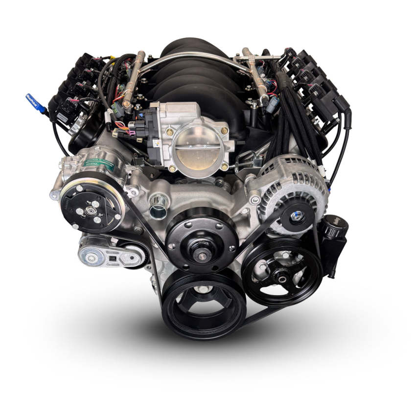 GM LS Compatible 376 c.i. Engine and 4L65/70E Automatic Transmission - 530 Horsepower - Standard Edition Builder Series - Natural Pulley Kit - Holley Terminator X EFI System