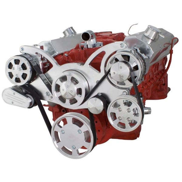 GM SB Compatible Front Accessory Drive - Full Serpentine with Alternator | AC | Power Steering | Water Pump | Brackets and Bolts