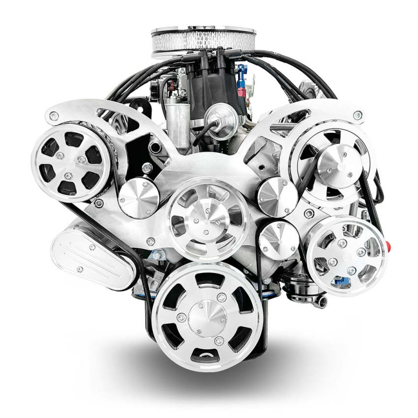 Ford Small Block Compatible 302 c.i. Engine - 361 Horsepower - Deluxe Dressed - Polished Pulley Kit - Rear Sump - Carbureted