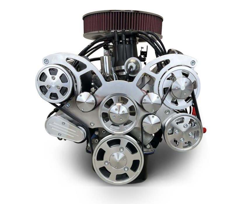 Ford Small Block Compatible 347 c.i. Engine - 415 Horsepower - Deluxe Dressed - Polished Pulley Kit - Rear Sump - Fuel Injected