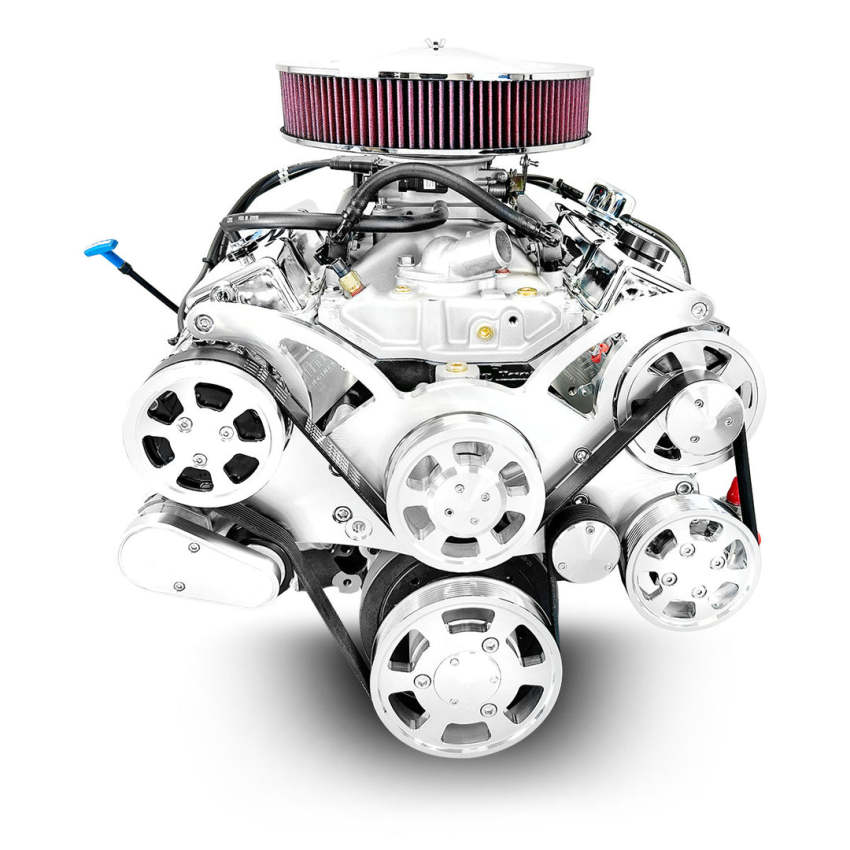 GM Small Block Compatible 400 c.i. Engine - 500 HP - Deluxe Dressed with Polished Pulley Kit - Multi-Port Fuel Injected