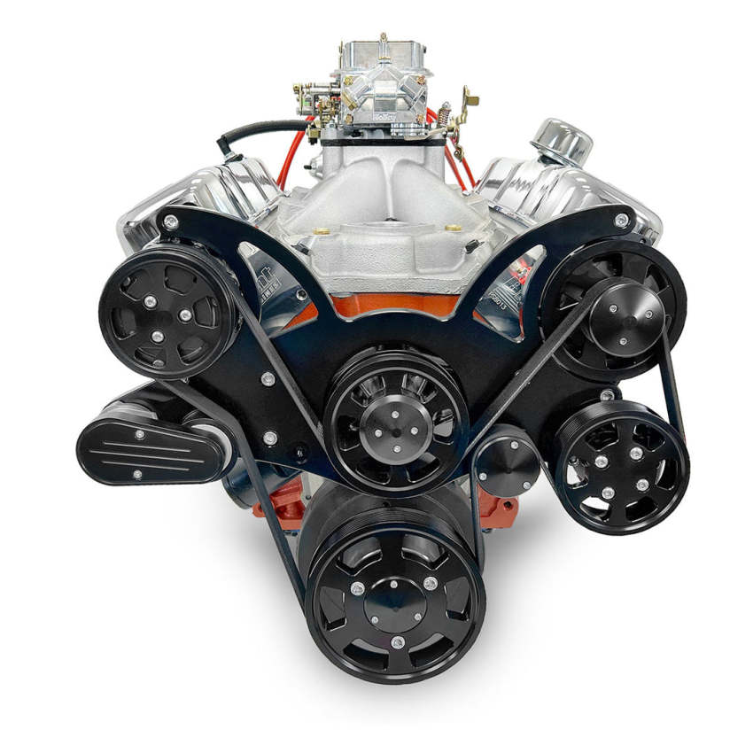 GM Big Block Compatible 502 c.i. Pro Series Engine - 627 Horsepower - Deluxe Dressed - Black Pulley Kit - Carbureted