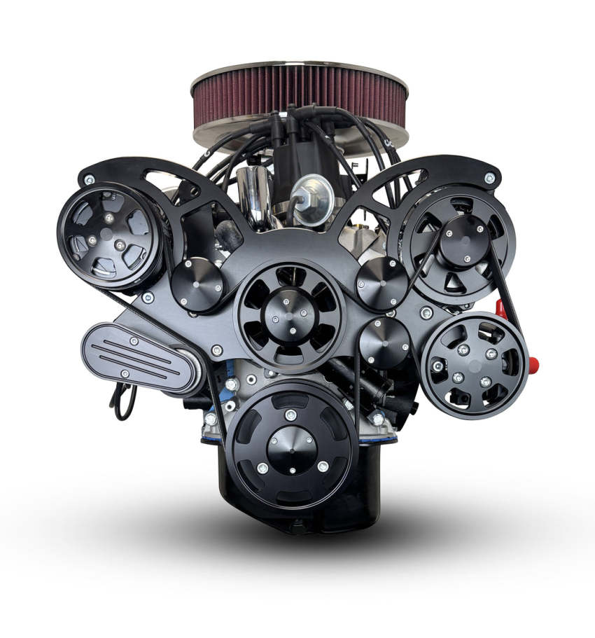 Ford Small Block Compatible 347 c.i. Engine - 415 Horsepower - Deluxe Dressed - Black Pulley Kit - Rear Sump - Fuel Injected