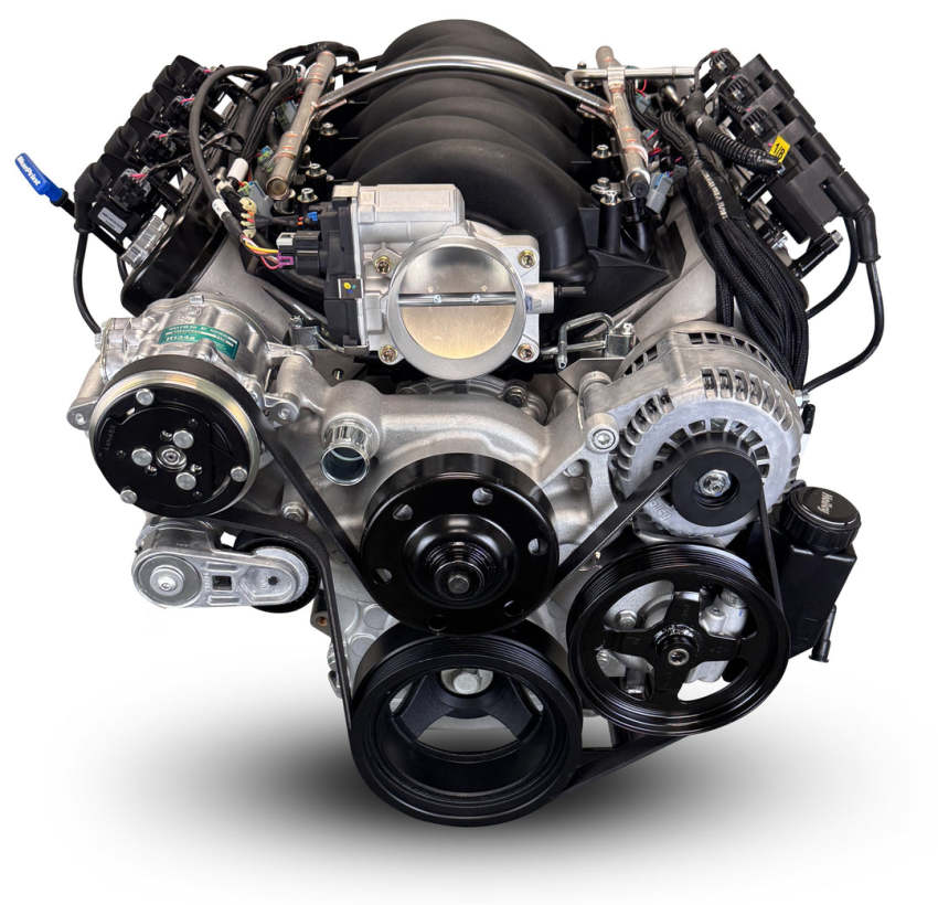 GM LS Compatible 427 c.i. Engine and T56 Manual Transmission - 605 Horsepower - Standard Edition Builder Series - Natural Pulley Kit - Holley Terminator X EFI System