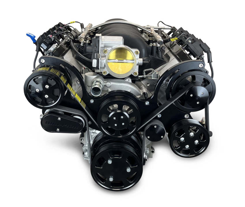 GM LS Compatible 427 c.i. Pro Series Engine - 605 Horsepower - Deluxe Dressed - Black Pulley Kit - Holley Terminator X EFI System
