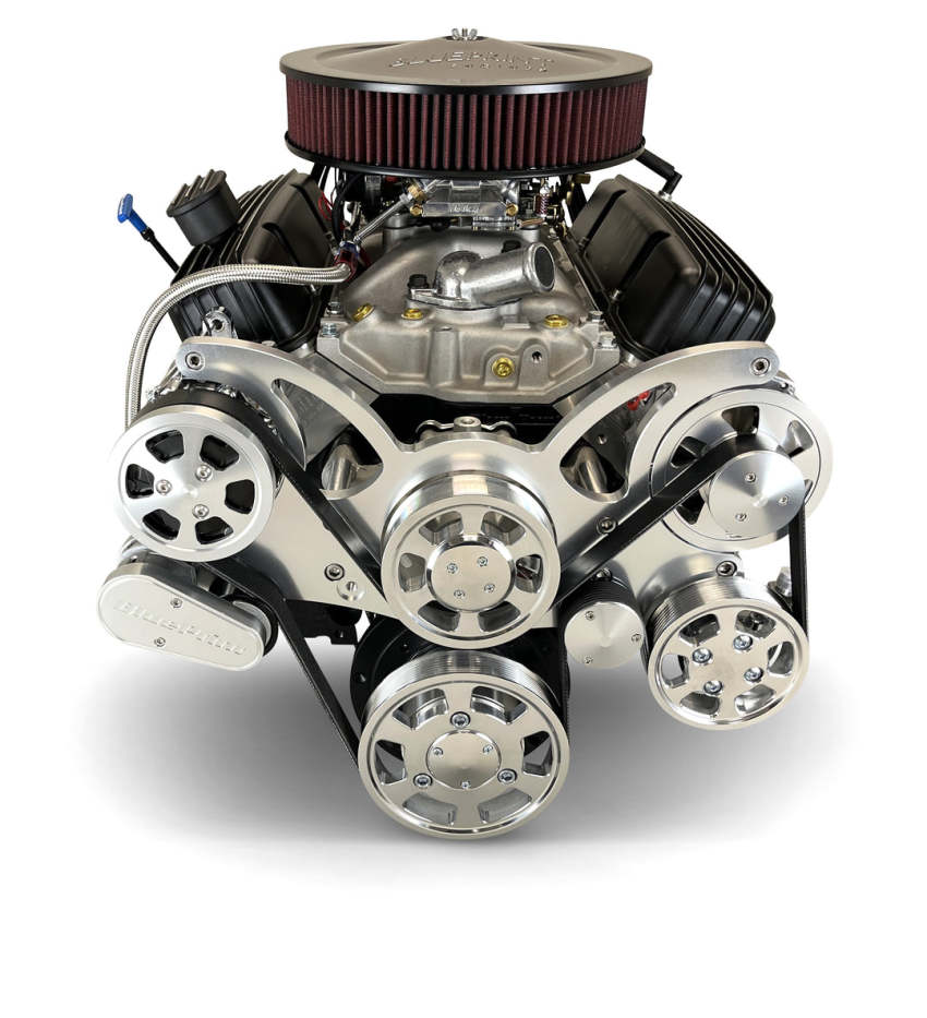 GM Small Block Compatible 383 c.i. Engine and 700R4 Automatic Transmission - 436 Horsepower - Standard Edition Builder Series - Polished Pulley Kit - Carbureted