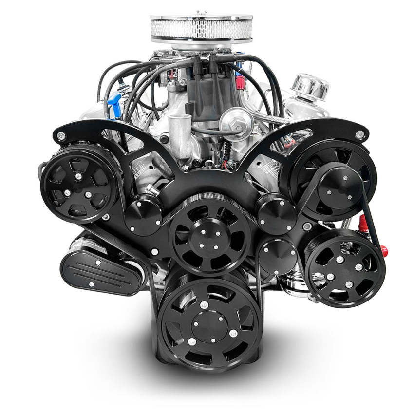 Ford Small Block Compatible 347 c.i. Engine - 415 Horsepower - Deluxe Dressed with Black Pulley Kit - Carbureted