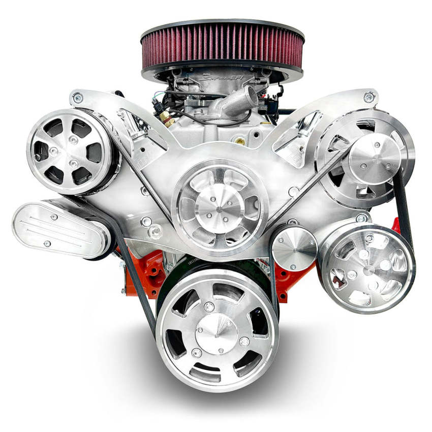 GM Small Block Compatible 427 c.i. Pro Series Engine and TKX Manual Transmission - 540 Horsepower - Standard Edition Builder Series - Polished Pulley Kit - Fuel Injected