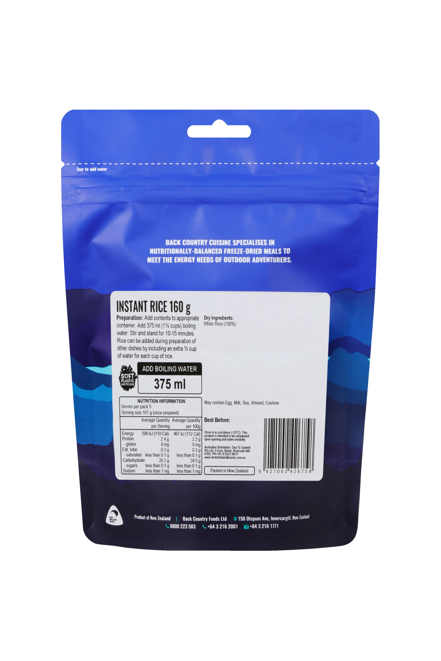 Back Country Cuisine Instant Rice —160 g