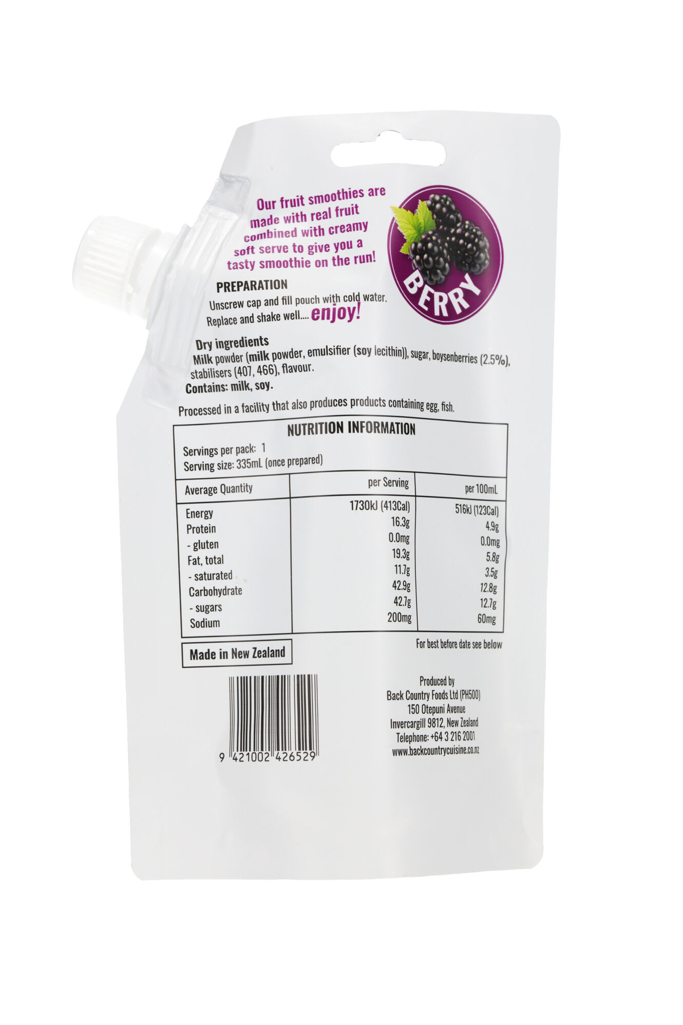 Back Country Cuisine Berry Smoothie —85 g