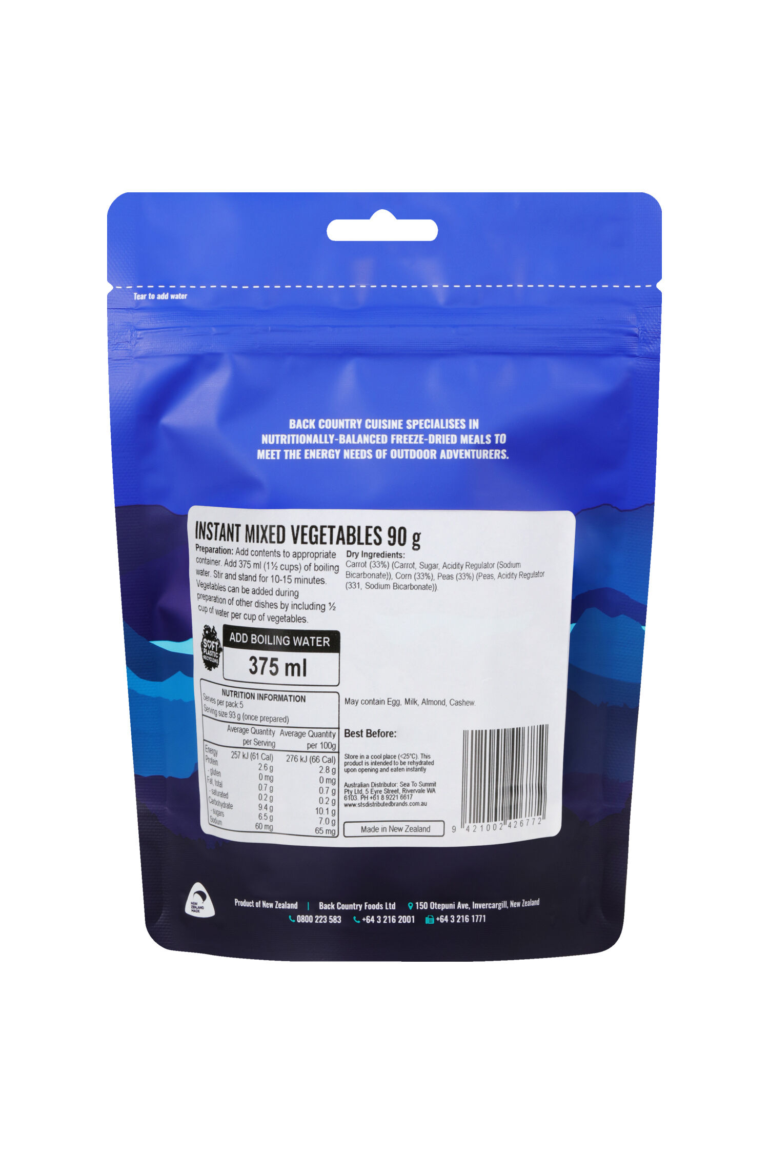 Back Country Cuisine Instant Mixed Vegetables —90 g