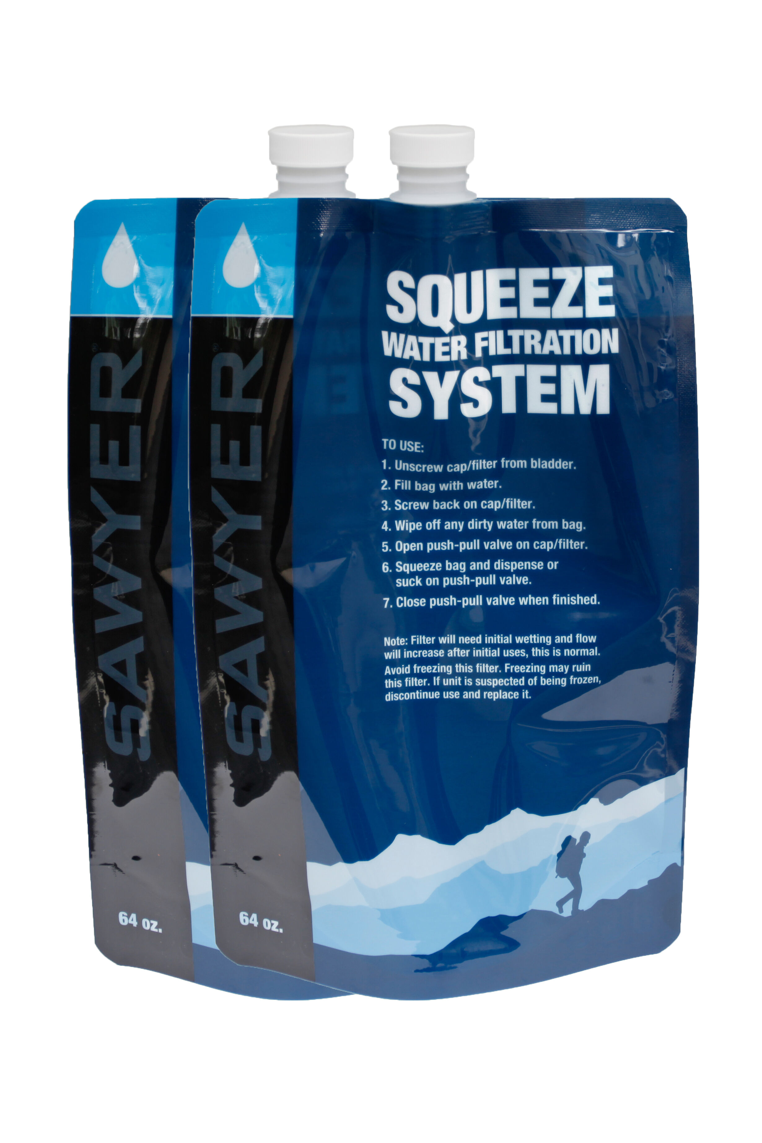 Sawyer 64oz Water Filter Pouch — 2 Pack