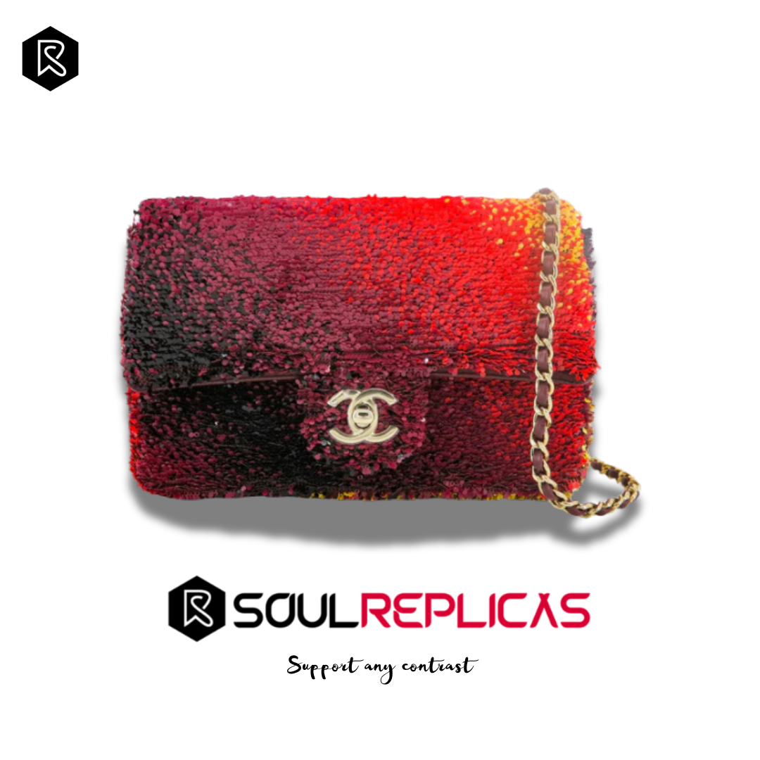 Chanel Mini CF Sequin Evening Bag with Red Gradient Flap Chain Bag - Soul Replicas