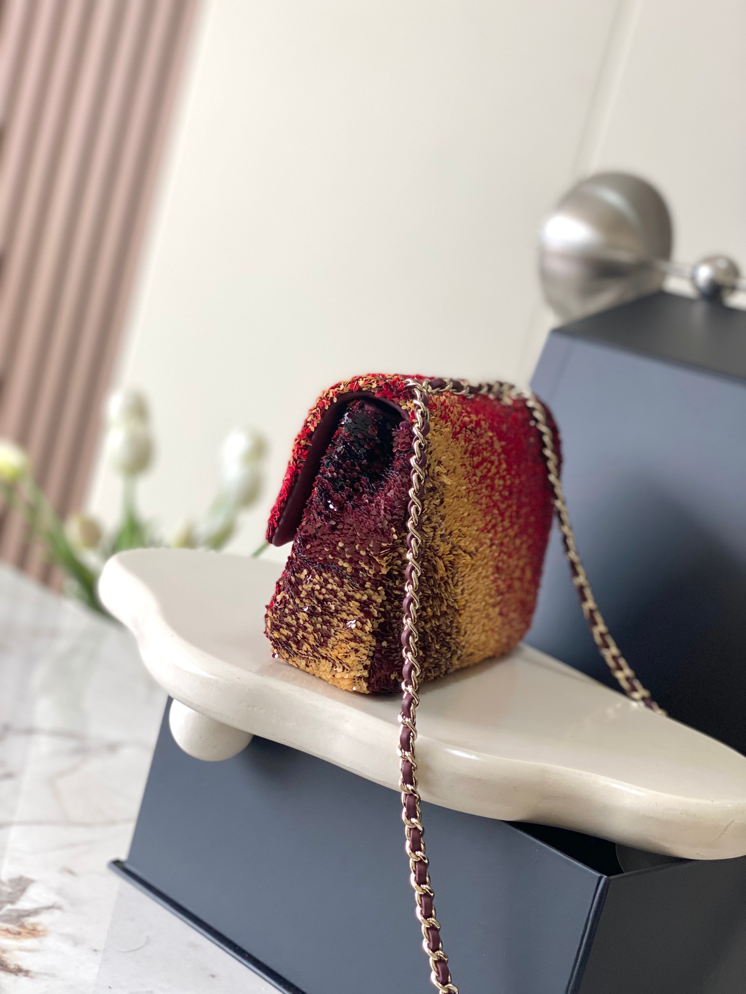 Chanel Mini CF Sequin Evening Bag with Red Gradient Flap Chain Bag - Soul Replicas