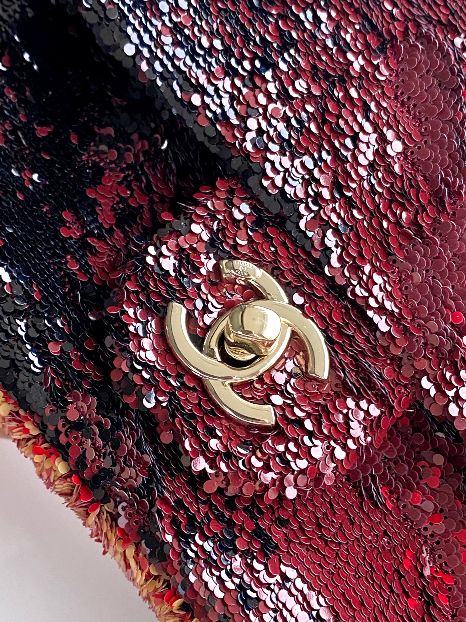 Chanel Mini CF Sequin Evening Bag with Red Gradient Flap Chain Bag - Soul Replicas