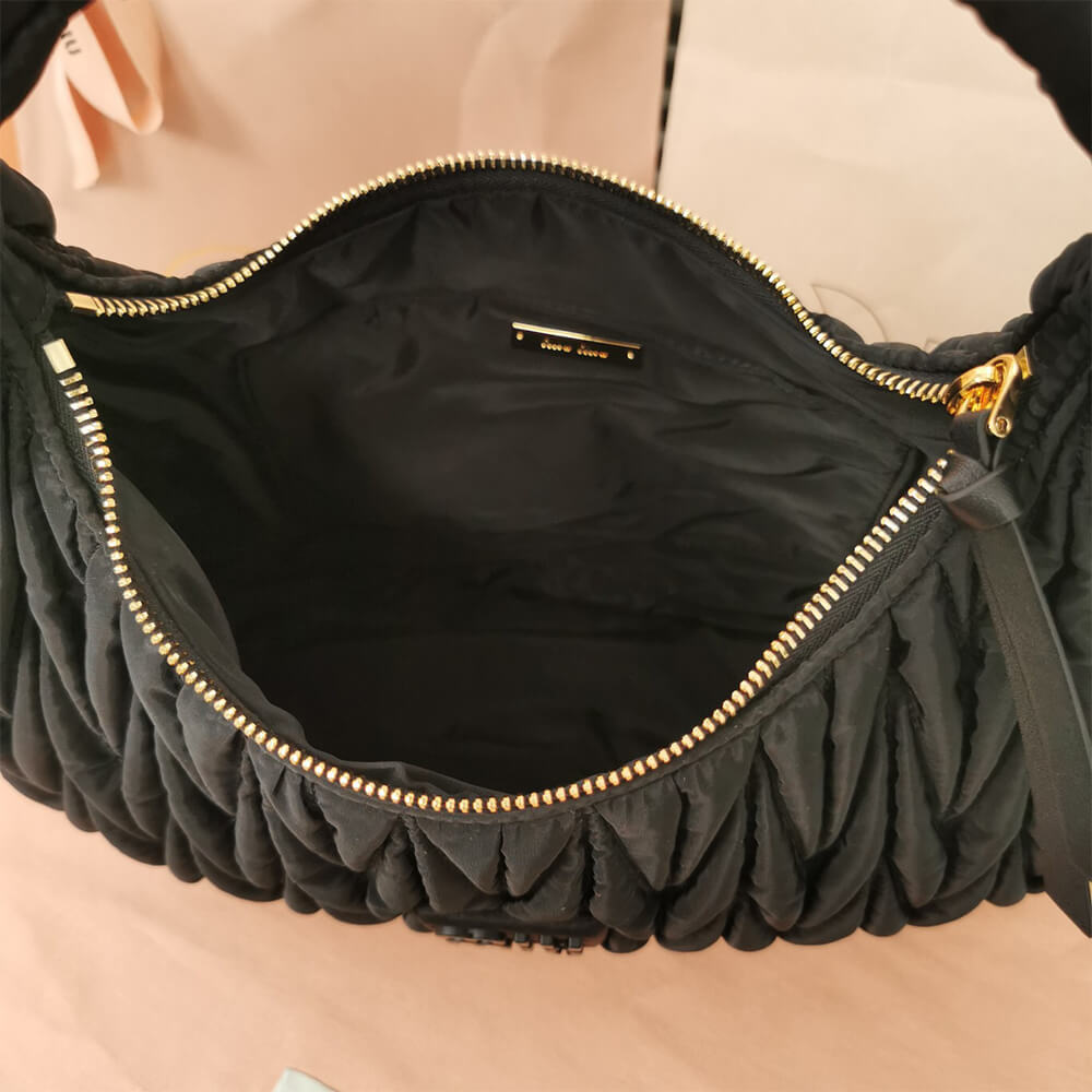 Miu Wander matelasse regenerated nylon hobo bag - Soul Replicas