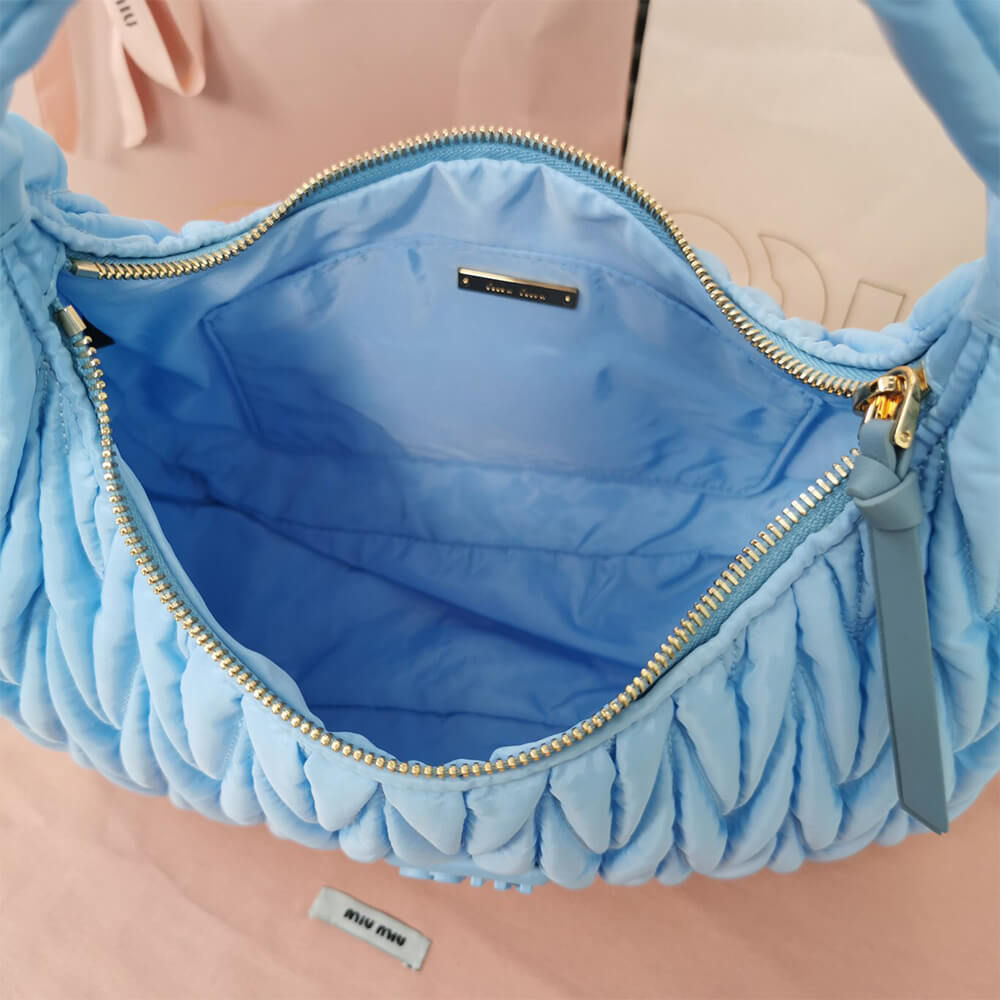 Miu Wander matelasse regenerated nylon hobo bag - Soul Replicas