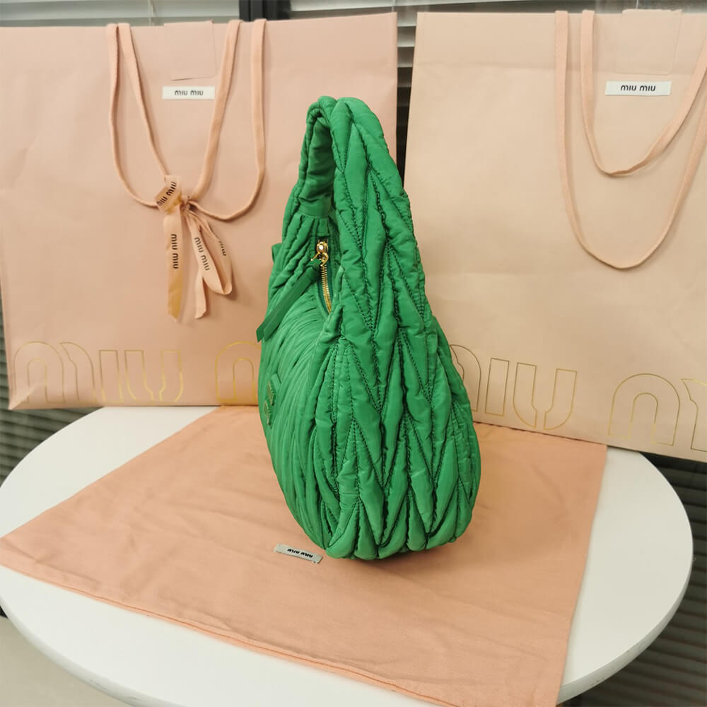 Miu Wander matelasse regenerated nylon hobo bag - Soul Replicas