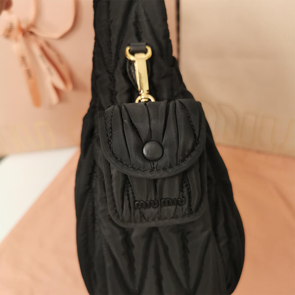 Miu Wander matelasse regenerated nylon hobo bag - Soul Replicas