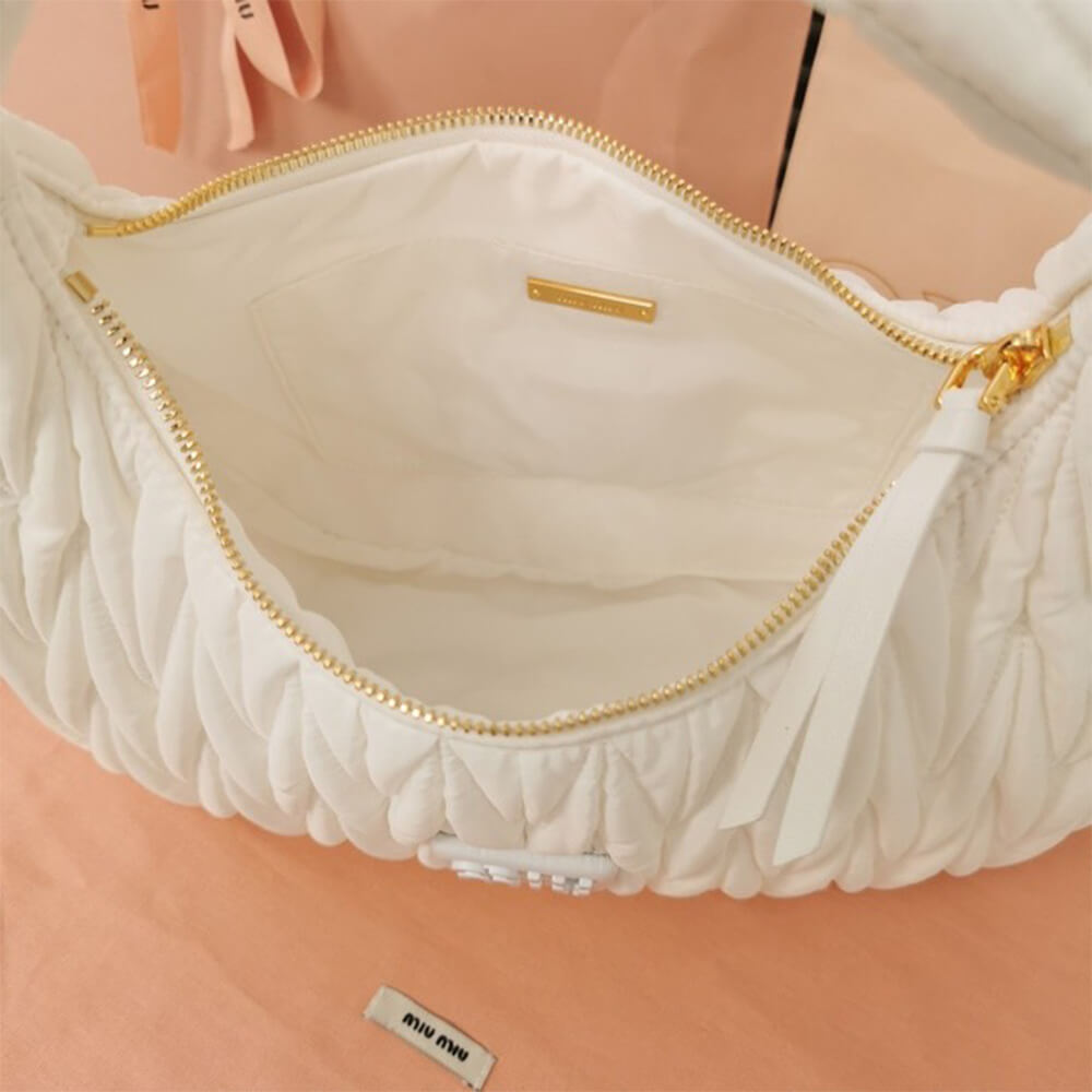 Miu Wander matelasse regenerated nylon hobo bag - Soul Replicas