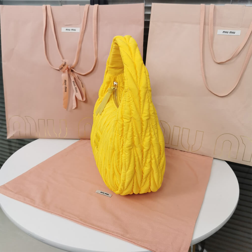 Miu Wander matelasse regenerated nylon hobo bag - Soul Replicas