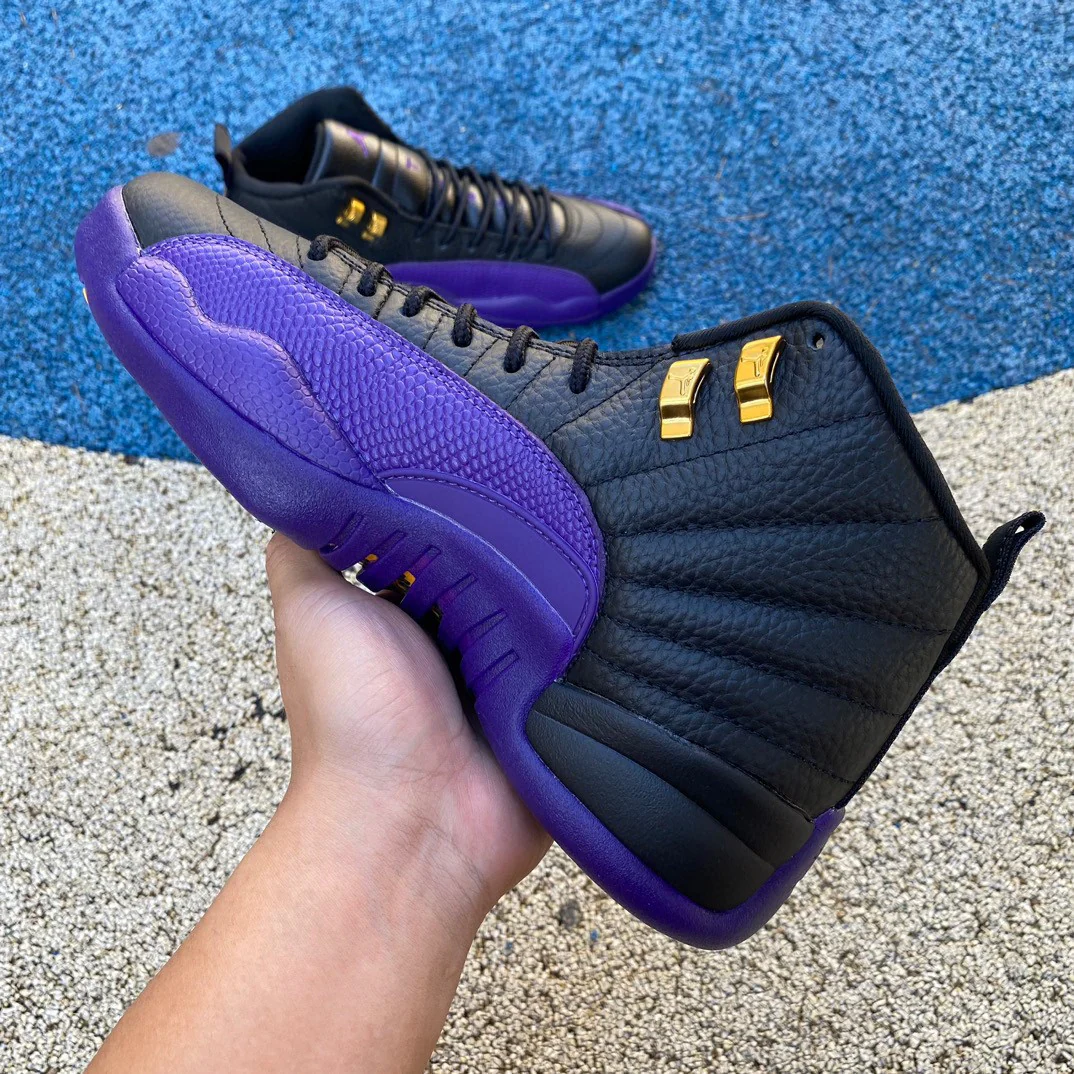Jordan 12 Black/Field Purple-Metallic Gold-Taxi - Soul Replicas