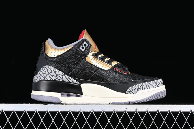 AIR JORDAN 3 RETRO BLACK/FIRE RED/METALLIC GOLD/CEMENT GREY - Soul Replicas