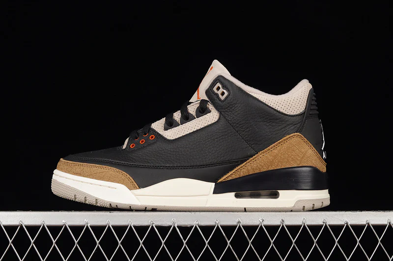AIR JORDAN 3 RETRO DESERT ELEPHANT BLACK/RUSH ORANGE-FOSSIL STONE - Soul Replicas