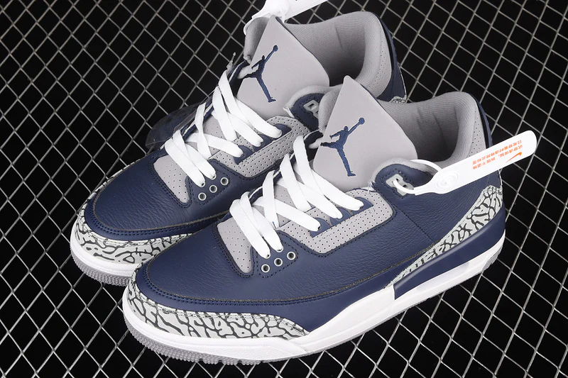 AIR JORDAN 3 RETRO GEORGETOWN MIDNIGHT NAVY/CEMENT GREY/WHITE - Soul Replicas
