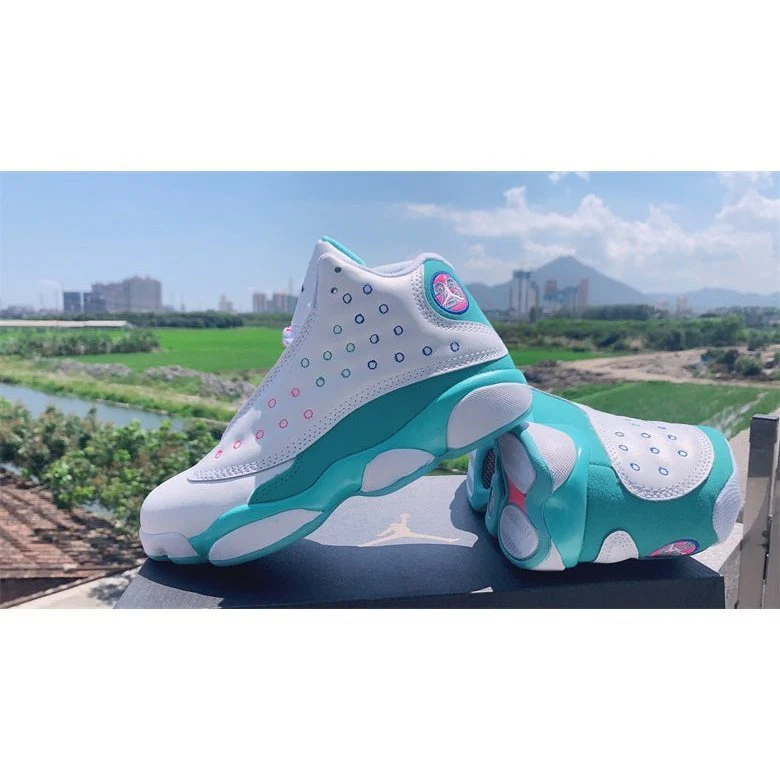 JORDAN 13 RETRO x WHITE SOAR GREEN PINK - Soul Replicas