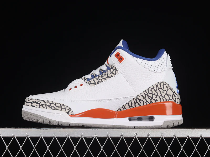AIR JORDAN 3 RETRO KNICKS WHITE/OLD ROYAL-UNIVERSITY ORANGE-TECH GREY - Soul Replicas