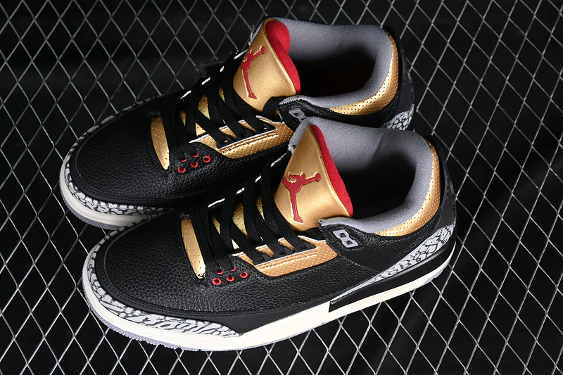 AIR JORDAN 3 RETRO BLACK/FIRE RED/METALLIC GOLD/CEMENT GREY - Soul Replicas