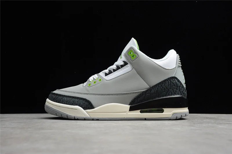 AIR JORDAN 3 RETRO CHLOROPHYLL LIGHT SMOKE GREY/CHLOROPHYLL/BLACK-WHITE-SAIL - Soul Replicas