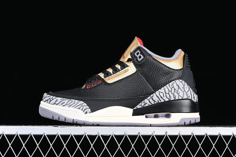 AIR JORDAN 3 RETRO BLACK/FIRE RED/METALLIC GOLD/CEMENT GREY - Soul Replicas