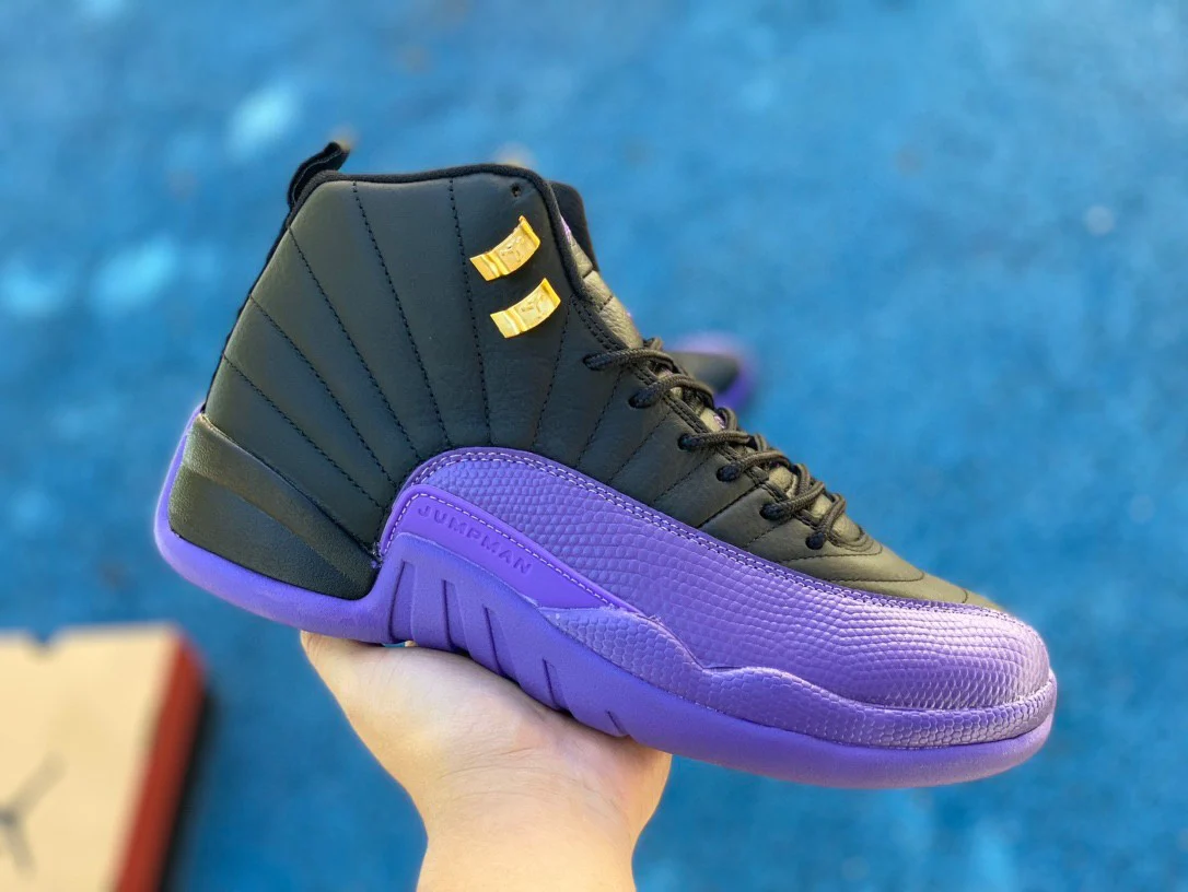 Jordan 12 Black/Field Purple-Metallic Gold-Taxi - Soul Replicas