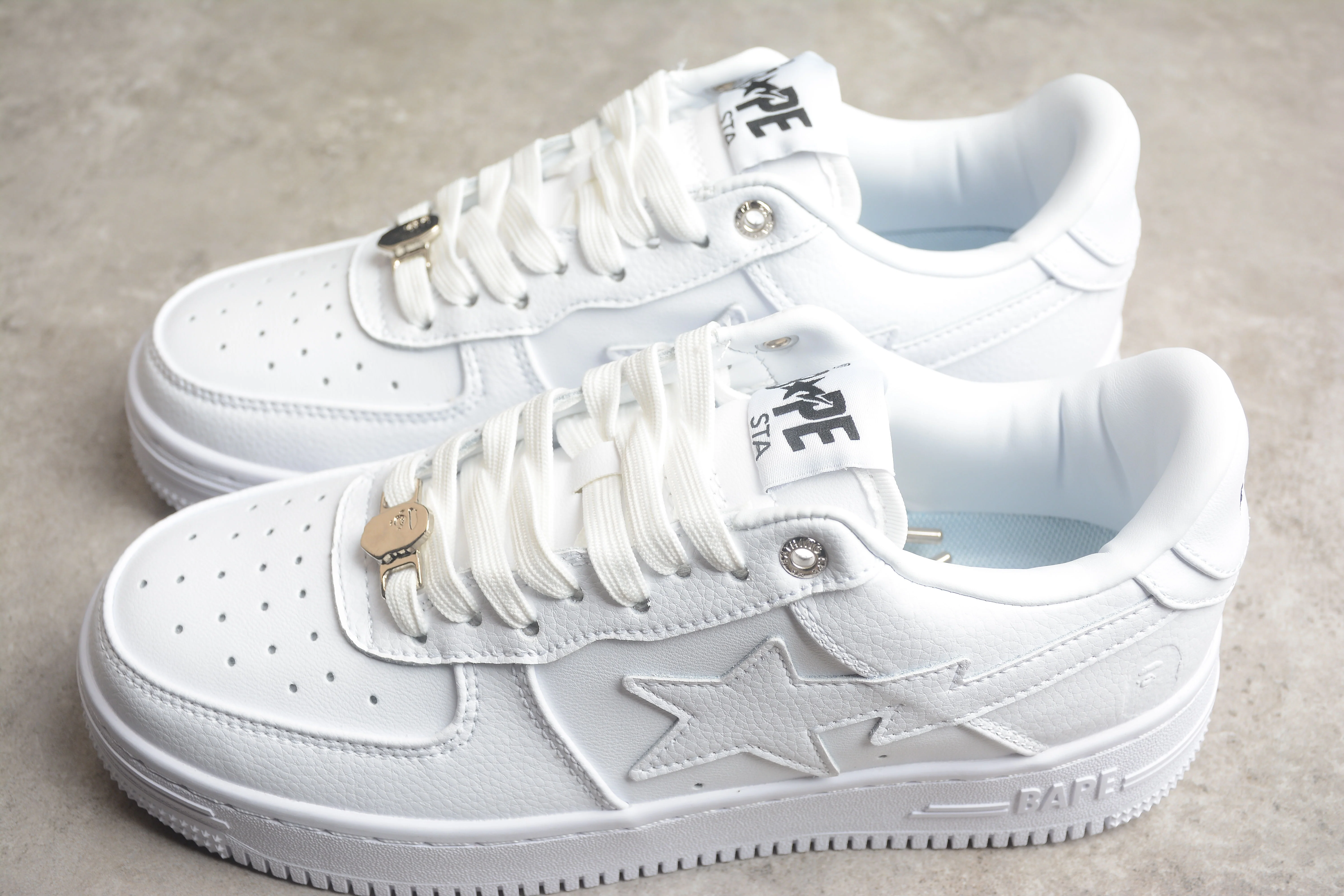 BAPE STA Low-Top Sneakers in All-White - Soul Replicas
