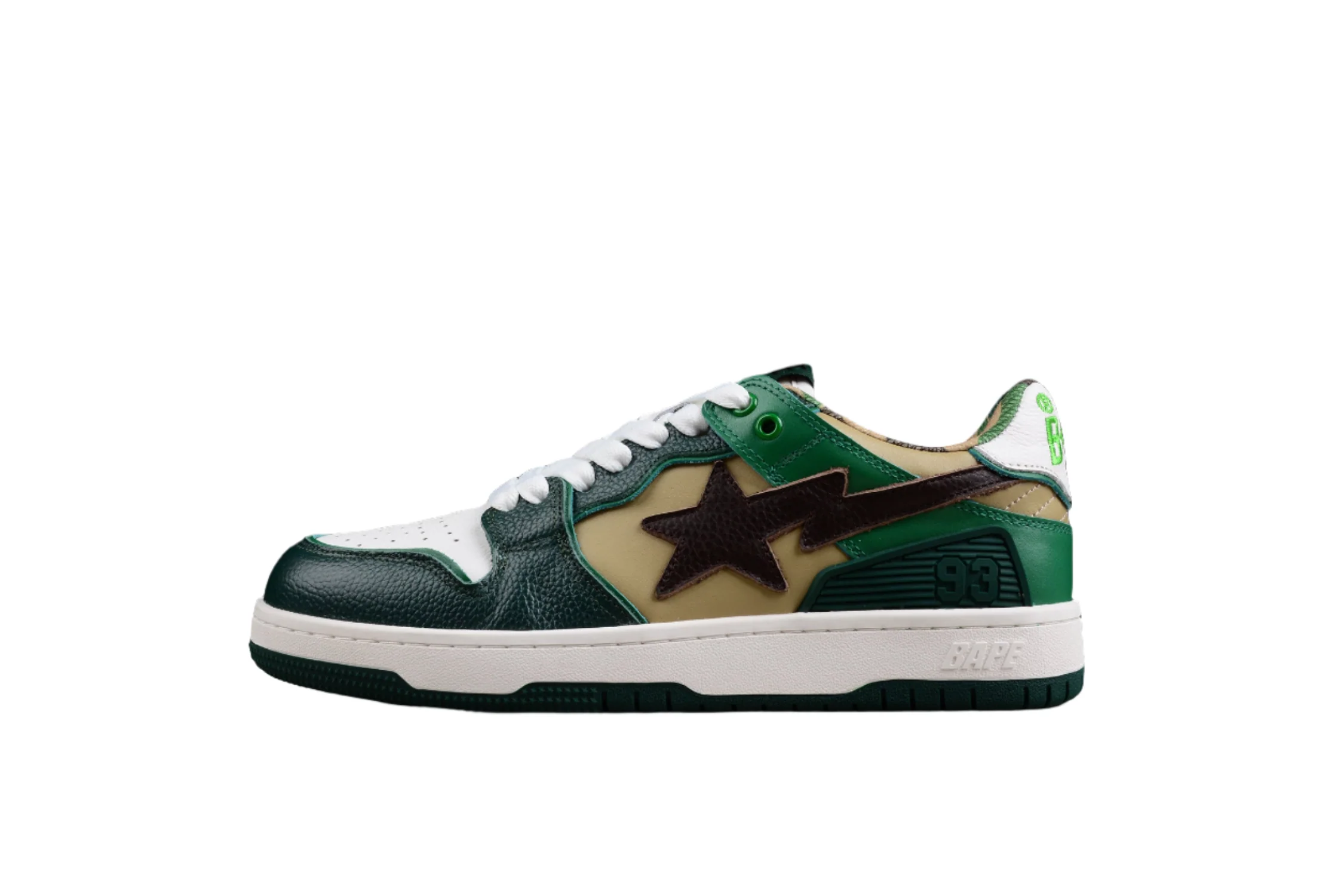 BAPE STA Low-Top Sneakers in Green and Brown - Soul Replicas