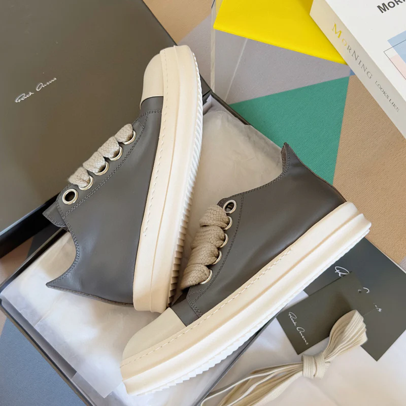 Rick Owens Gray Low-Top Sneakers - Soul Replicas