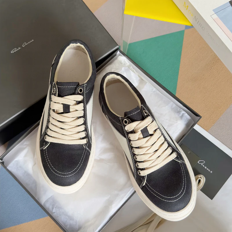 Rick Owens Black Canvas Low-Top Sneakers - Soul Replicas