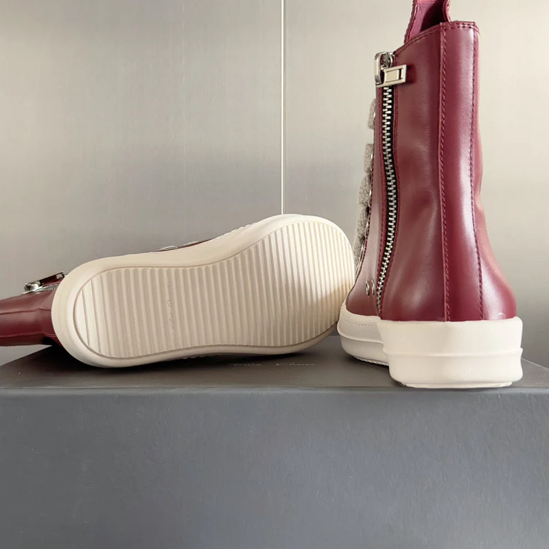 Rick Owens Red High-Top Sneakers - Soul Replicas