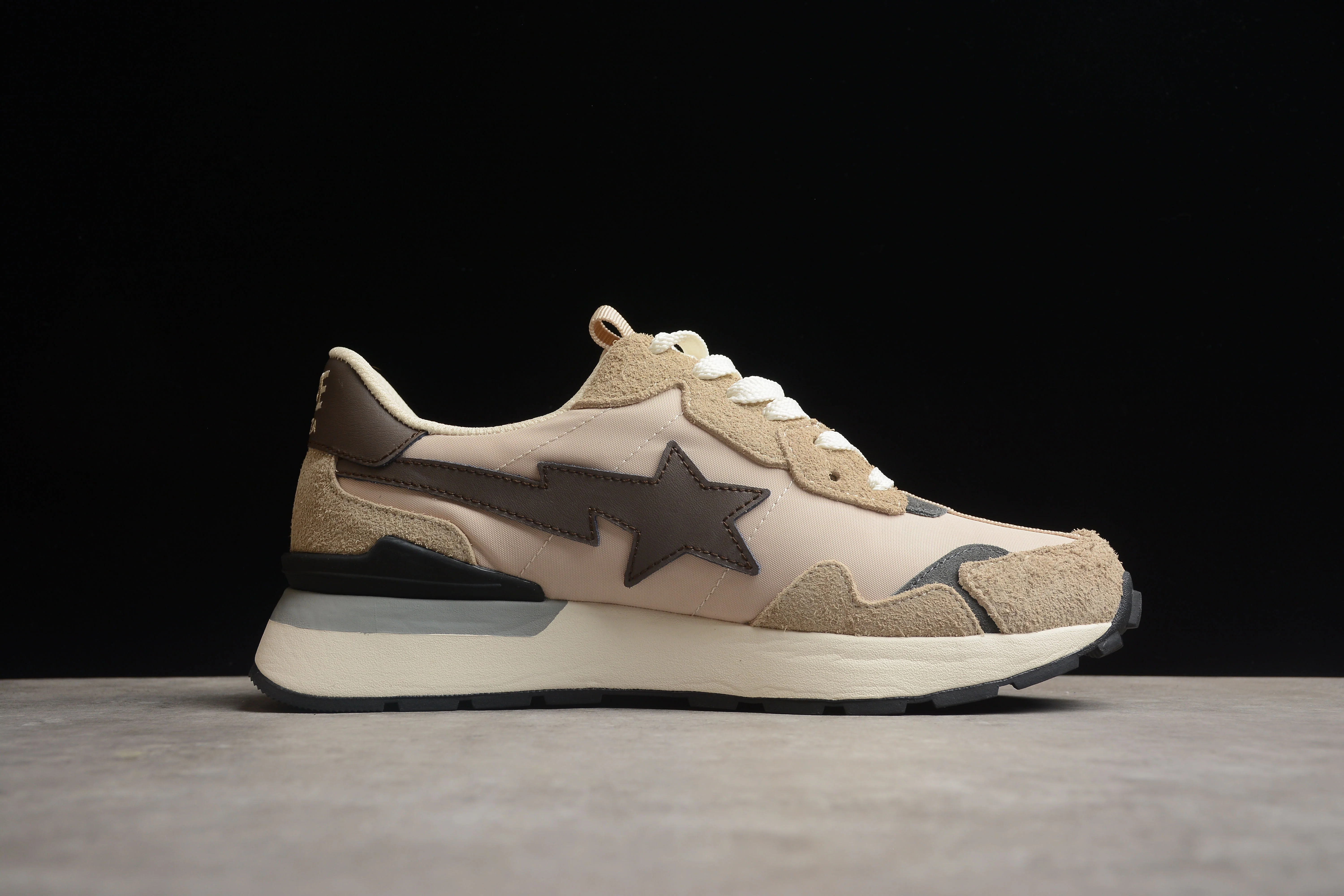 BAPE STA Retro Runner Beige and Brown Sneakers - Soul Replicas